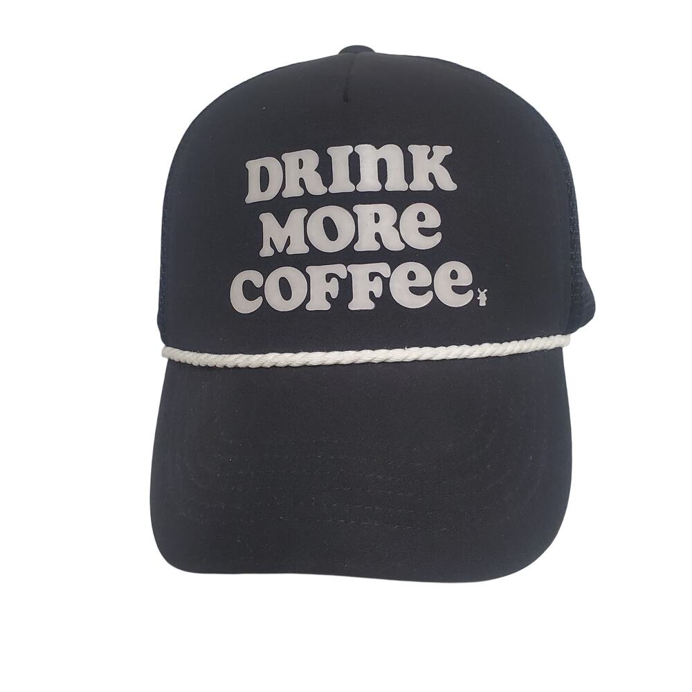 Dutch Bros Drink More Coffee Black Trucker Hat New Never Worn Adjustable